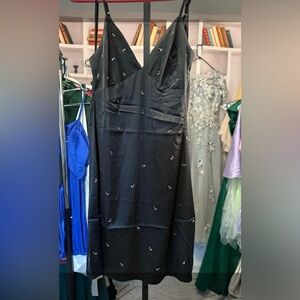 She + Sky dress with adjustable straps Black Dress with Gold Accents